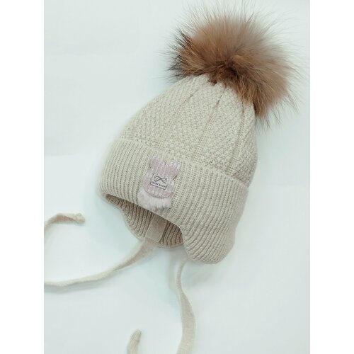 фото Шапка мой ангелок мягкий зайка, размер 1-2 года (46-48), бежевый