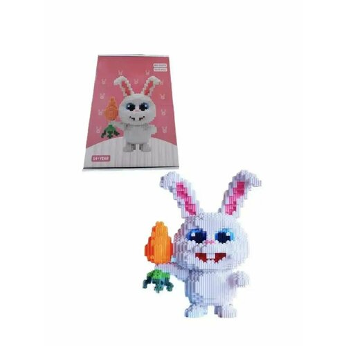 3д конструктор для взрослых и детей заяц кролик / Конструктор детский пластиковый развивающий из миниблоков 3D 
