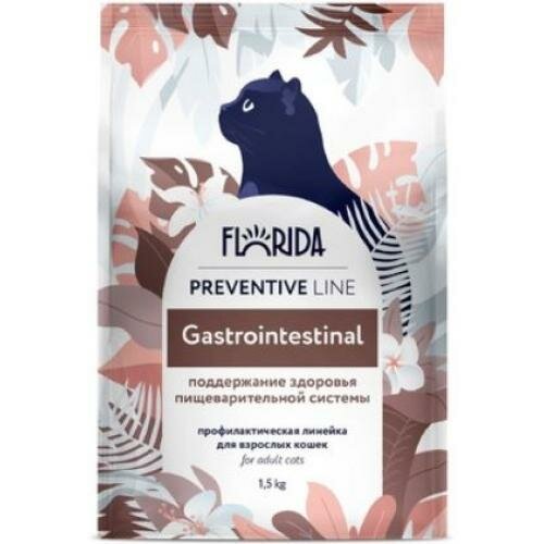 Сухой корм FLORIDA для кошек профилактическая линия Preventive Line Gastrointestinal поддержание здоровья пищеварительной системы курица 15 кг.