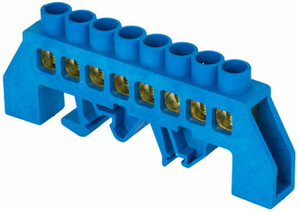 Шина 0 N (8х12мм) 8 отверстий латунь синий нейлоновый корпус комбинированный розничный стикер EKF PROxima
