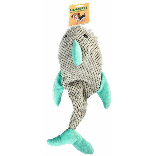 HOMEPET SEASIDE 40 см х 20,5 см игрушка для собак акула с пищалкой плюш, шт homepet seaside 40 см игрушка для собак тяни толкай из каната желто синий шт