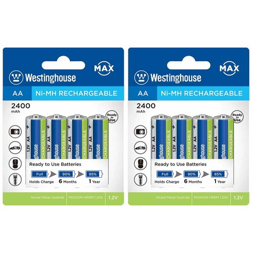 Аккумуляторы Westinghouse 2400 mAh R6/AA 8шт.