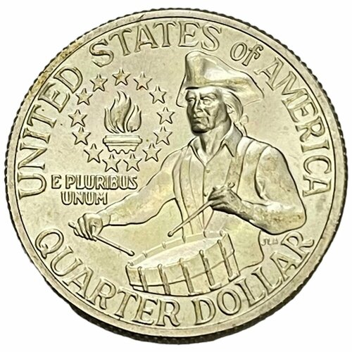 монета сша 50 центов 1976 год 200 лет независимости 2 1 США 25 центов (1/4 доллара) 1976 г. (200 лет независимости США) (S) (Ag)