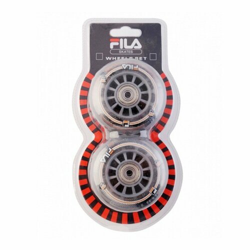 фото Набор колес для роликов (8 шт.) fila 76mm/82а + abec 5 + alu spacer 6mm performix - clear/orange fila skates