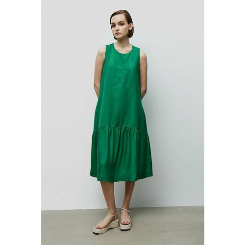 фото Платье baon, повседневное, свободный силуэт, миди, открытая спина, карманы, размер 48, зеленый