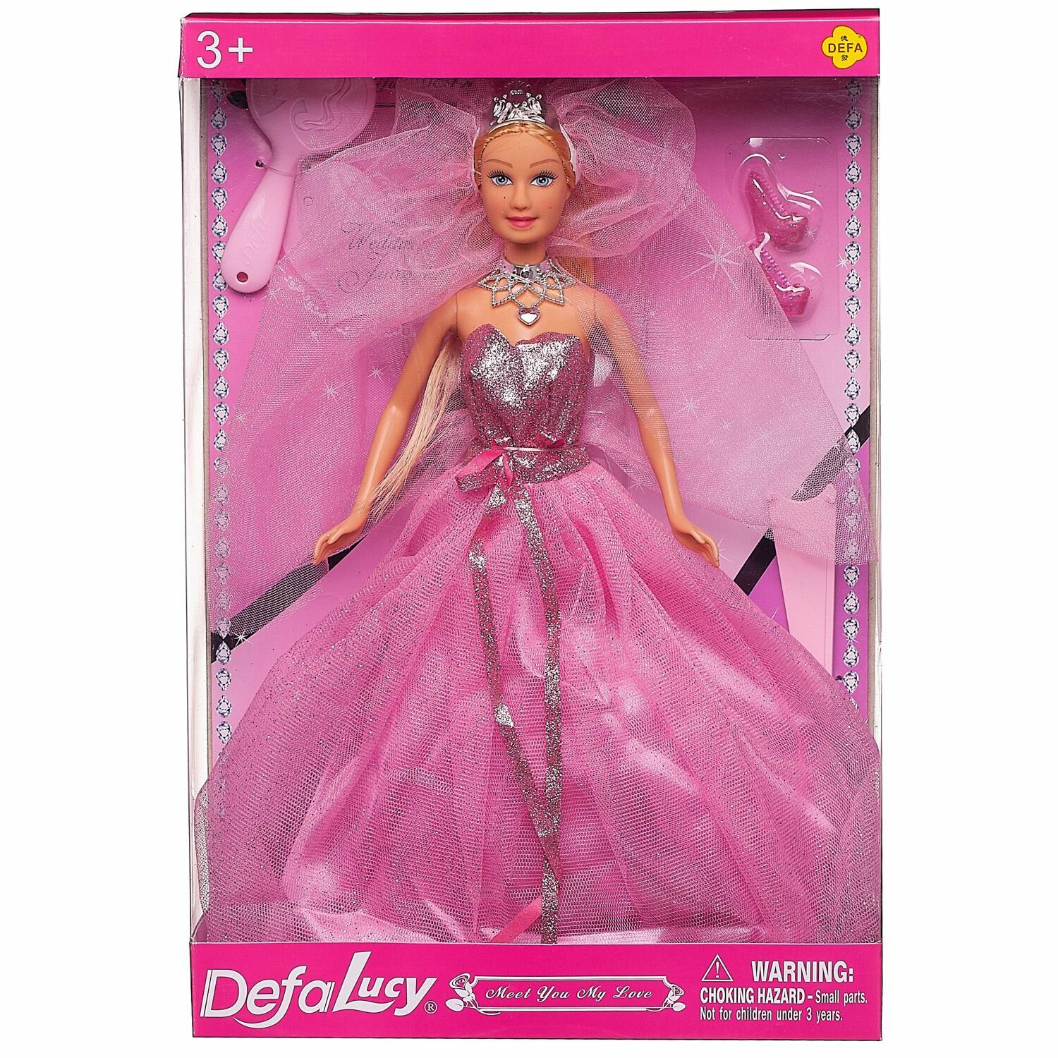 Кукла Defa Lucy Невеста-принцесса в розовом платье в наборе с игровыми предметами, 29 см 8253d/розовое