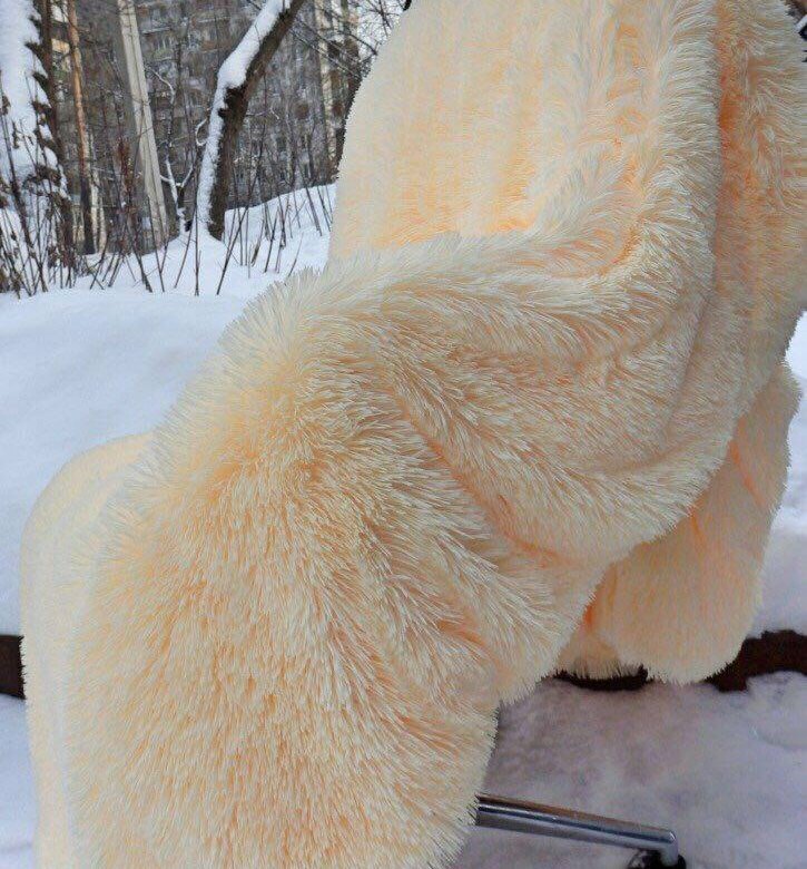 фото Меховой плед / плед травка / плед пушистый / плед 200*220 / плед с длинным ворсом Персиковый