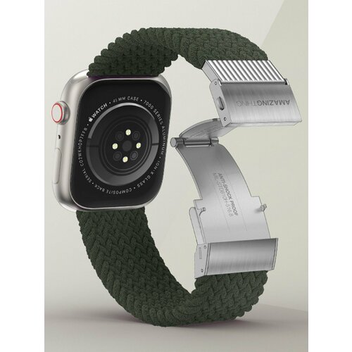 Плетеный ремешок для Apple Watch 38mm/40mm/41mm Amazingthing Titan Weave 2 зеленый, нейлоновый браслет для смарт часов, Эпл Вотч