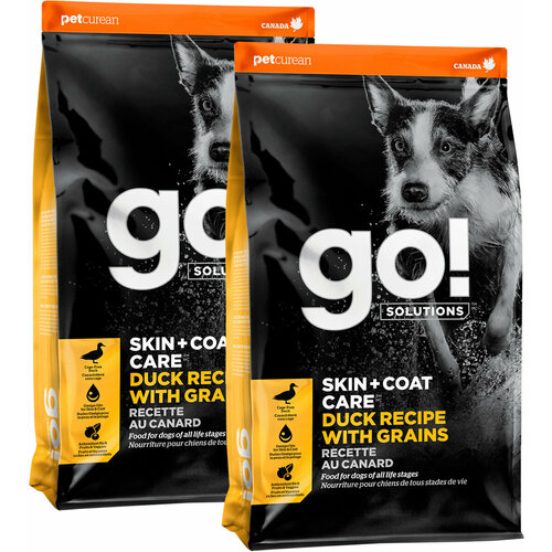 GO! SOLUTIONS SKIN & COAT CARE для собак и щенков всех пород с уткой и овсянкой (5,45 + 5,45 кг)