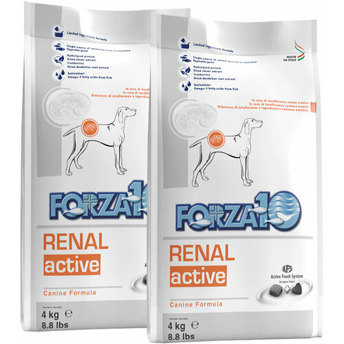 FORZA10 DOG RENAL ACTIVE для взрослых собак всех пород при хронической почечной недостаточности (4 + 4 кг)