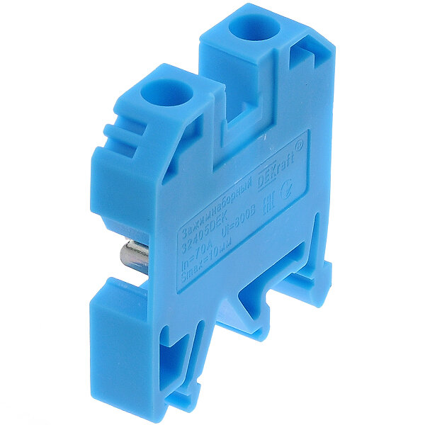фото Клемма ЗН101-10-70A-08 винтовая 32405DEK синяя 10мм2 70А 800В ширина 10,5мм DEKraft (9 шт. в комплекте)