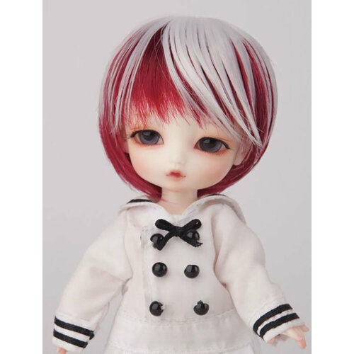 Luts Wig TDW-05-Heat Resistant Fiber (Парик-карэ двуцветный: цветочно-белый размер 14-16 см для кукол БЖД Латс)