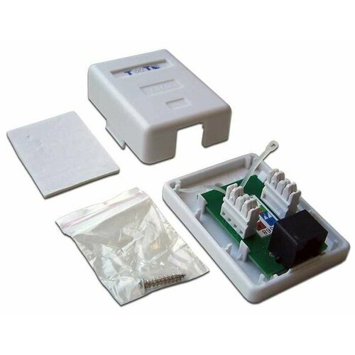 Розетка настенная, 1 порт RJ-45, категория 5е, белая, TWT-SM1-45-WH розетка twt настенная 1 порт rj 45 категории 5е utp белая twt sm1 45 wh