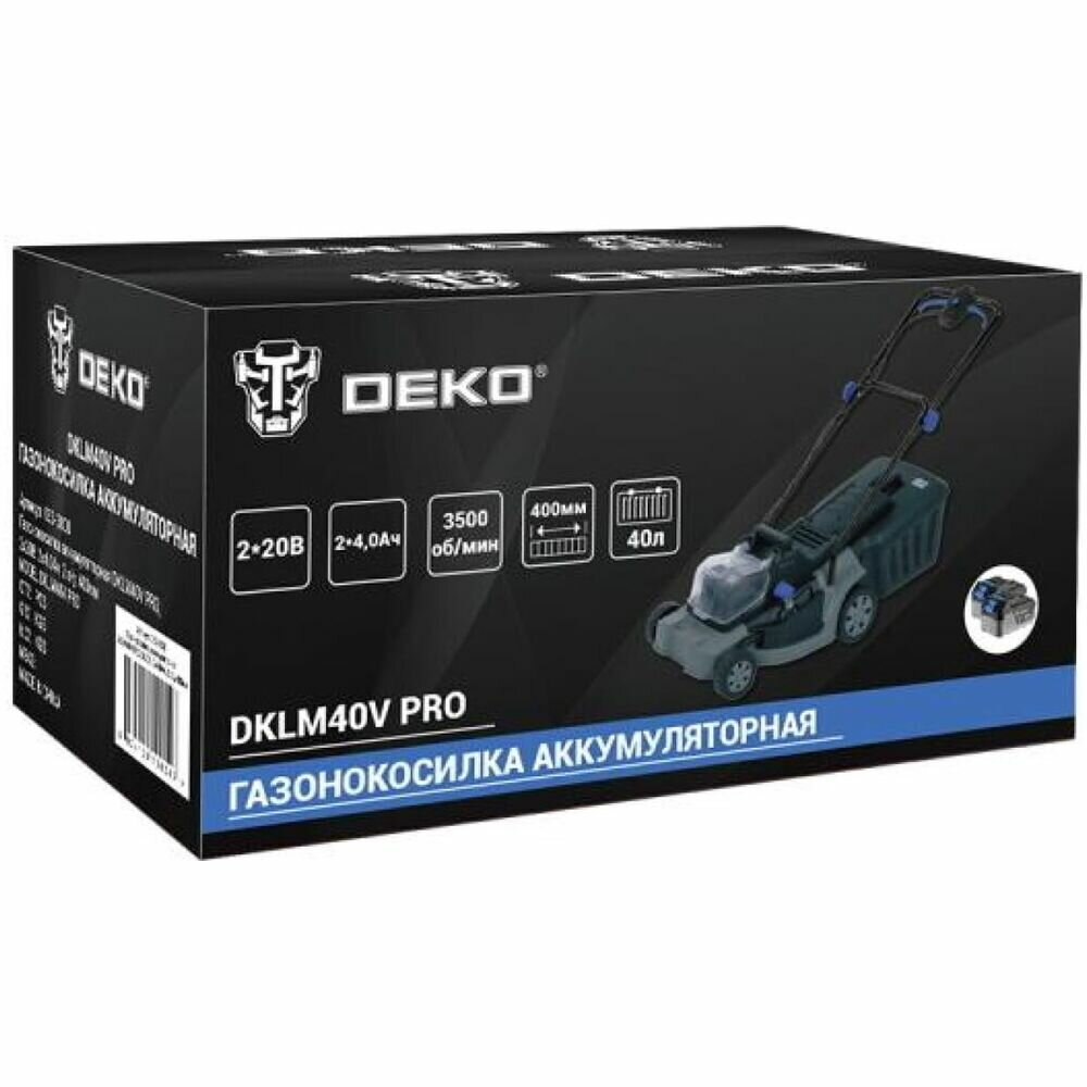 Газонокосилка аккумуляторная DEKO DKLM40V PRO 2х20В 2x40Aч 2 з/у 400мм