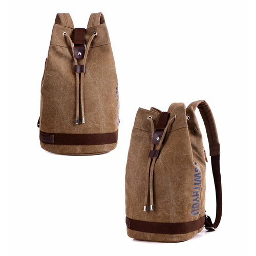 Вместительный городской рюкзак из ткани канвас, коричневый, 20 литров