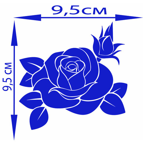 Термонаклейка/Термоаппликация /Термотрансфер/Декор /для одежды/ Цветок розы, синяя
