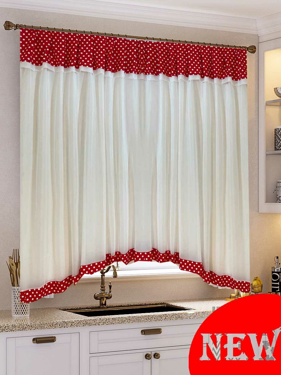 фото Тюль шторы арка короткие для кухни занавески вуаль