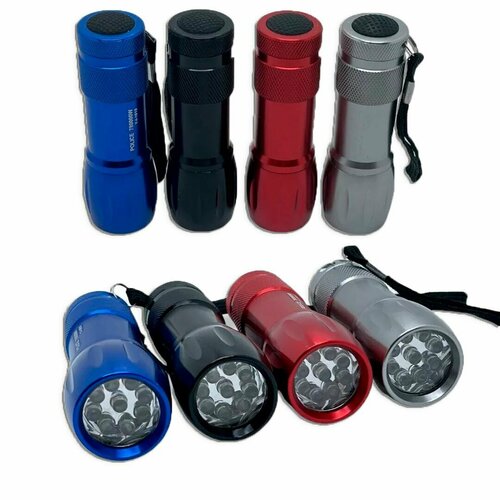 фото Портативный фонарик на батарейках, 3 aaa, 9 вт, 9 led светодиодный, 90 lm, синий нет бренда