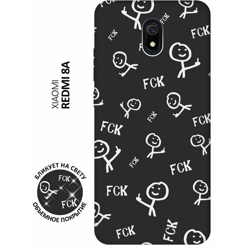 Матовый чехол Fck Pattern W для Xiaomi Redmi 8A / Сяоми Редми 8А с 3D эффектом черный матовый чехол fck pattern w для xiaomi redmi 6a сяоми редми 6а с 3d эффектом черный