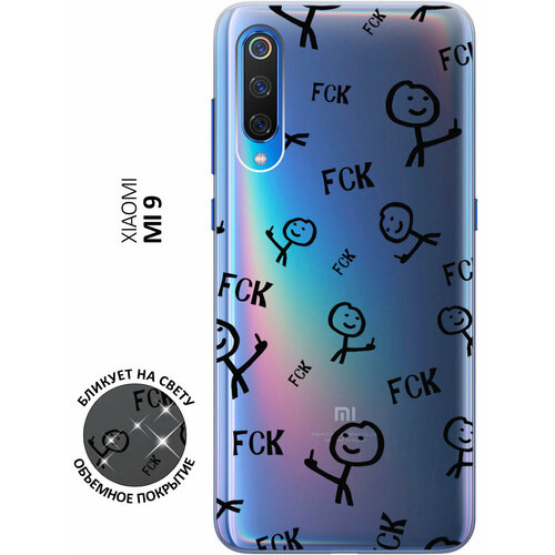 Силиконовый чехол с принтом Fck Pattern для Xiaomi Mi 9 / Сяоми Ми 9 чехол книжка на xiaomi mi 9 сяоми ми 9 с 3d принтом dogs pattern бордовый