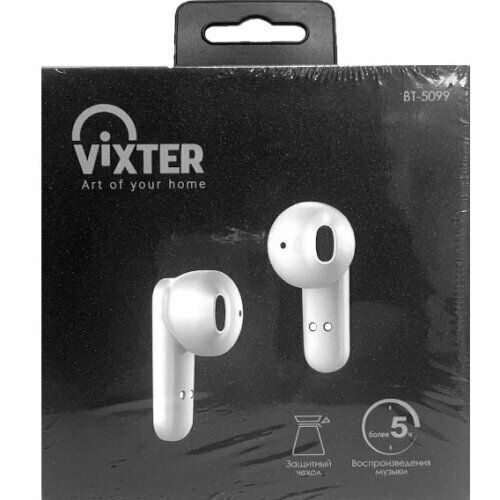 Bluetooth наушники вкладыши с микрофоном Vixter BT-5099 TWS, беспроводная мобильная гарнитура, белые