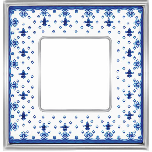 Рамка Fede Vintage porcelain на 1 пост, blue lys - bright chrome