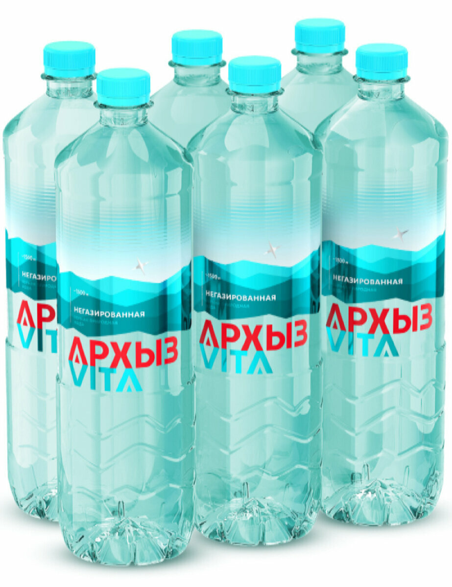 Вода минеральная питьевая Архыз VITA 1,5 л х 6 бутылок, б/г пэт