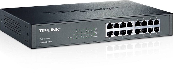 TP-Link TL-SG1016D Коммутатор 16-port Gigabit Switch, Компактный 11,6"