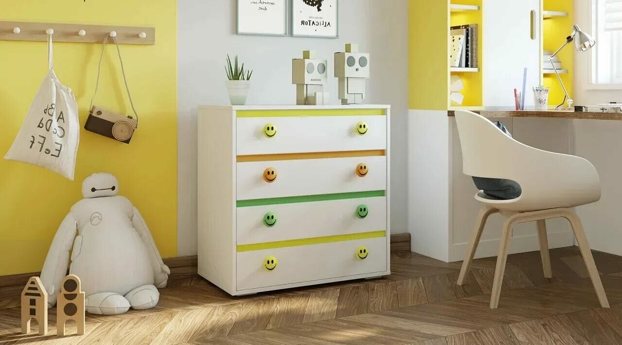 фото Комод Мамба КМ-06 белый / зелёный / желтый / оранжевый