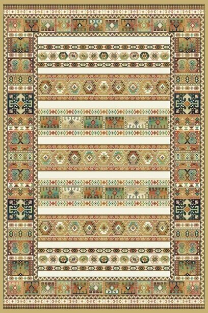 Ковер на пол в гостиную в спальню 67х210 см светлый бежевый классический ворс 3 мм с бахромой 282615 KoverVDom