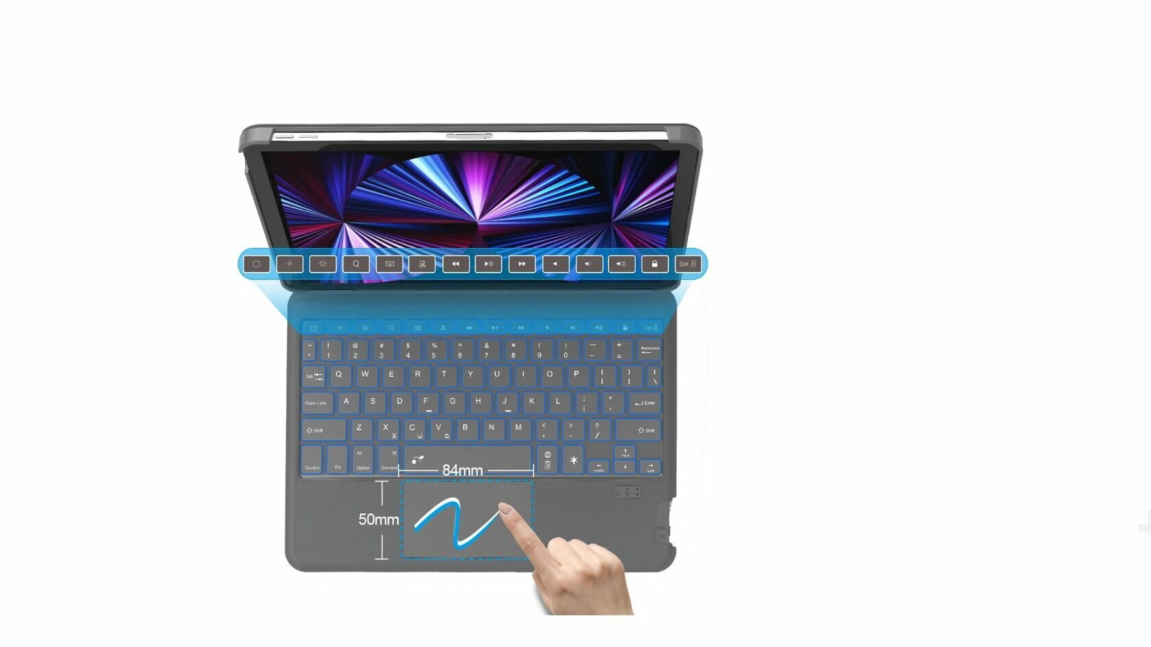 Чехол подставка с клавиатурой для iPad iPad Pro 11" (2018/2020/2021) и iPad Air 10.9", WiWU Combo Touch Keyboard Case, Серый — фото 7