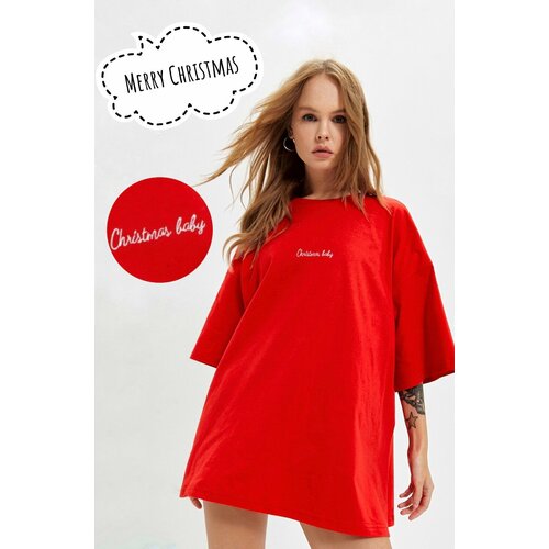 Футболка размер One size 40- 54, красный, оранжевый