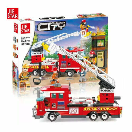 Конструктор Global City Пожарная команда, 322 детали, 3 фигурки . конструктор lego city 60321 пожарная команда