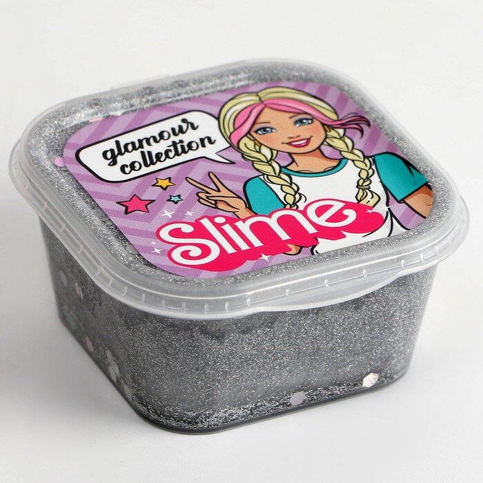 Slime Glamour collection, серебряный с блестками Волшебный мир - фото №4