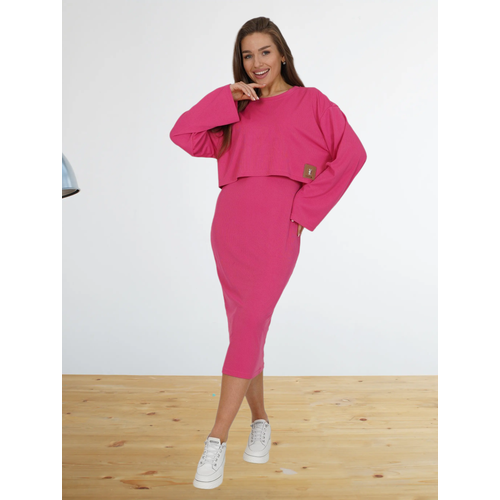 фото Платье иса-текс, размер 50, розовый