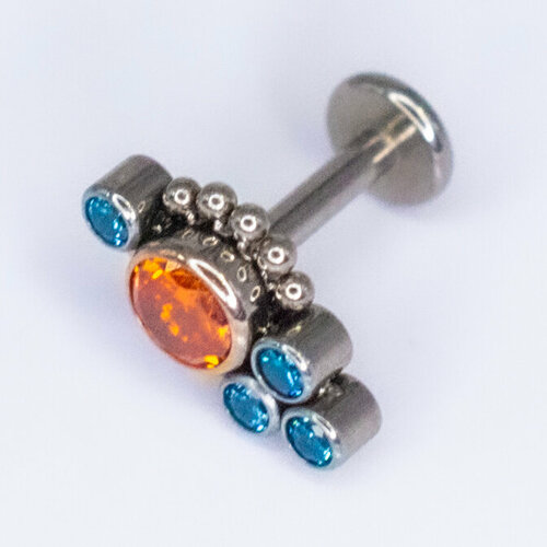 Серьги одиночные Zloster, фианит, размер 6 мм, голубой