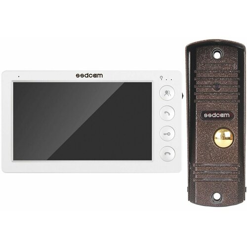 SD-720L+SSD-700 (комплект) (Белый/Медь) Видеодомофон Монитор(белый) Вызывная панель (Медь)