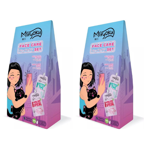 Подарочный набор Miryoku Face Creme&Detox Gel, Крем для лица алое, бамбук, Детокс-гель для умывания ламинария, 100мл+100мл. 2 уп.
