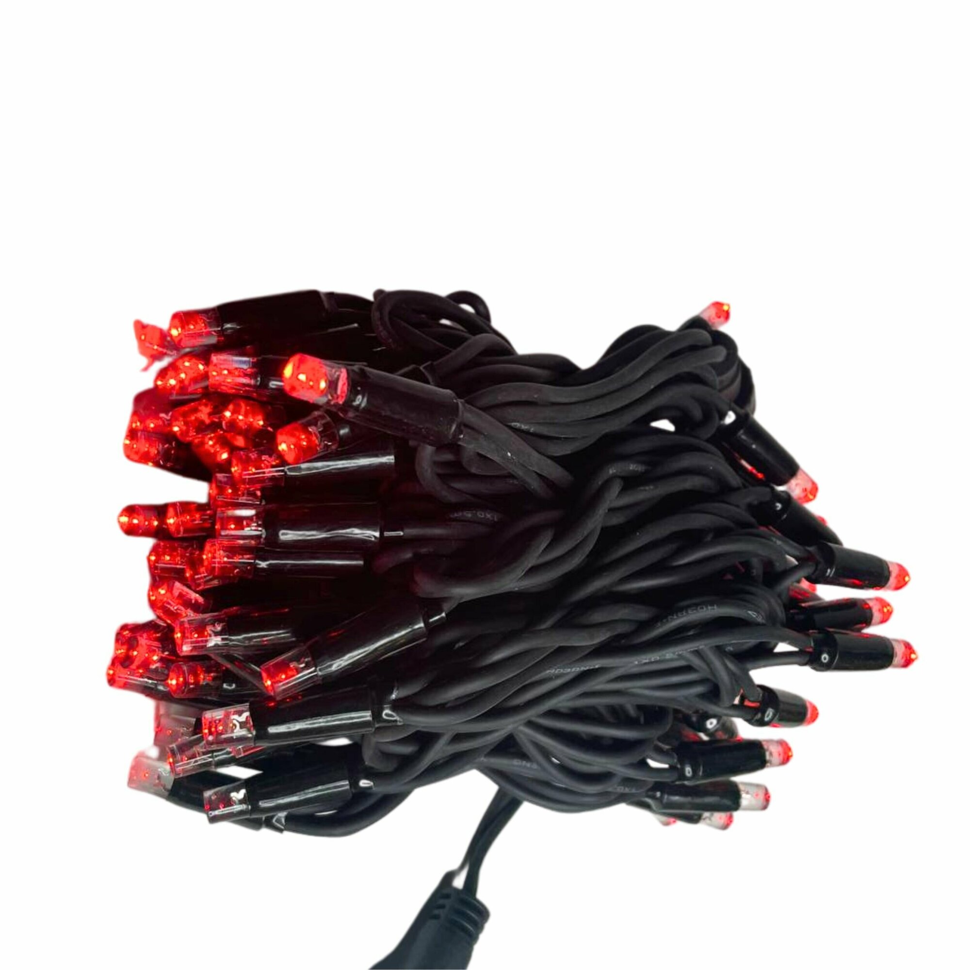 Гирлянда светодиодная новогодняя уличная 8 м Красных диодов, с мерцанием, шнур черный каучук