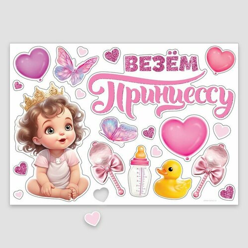 Набор магнитов на авто Везем принцессу на выписку 42 см х 297 см 752₽