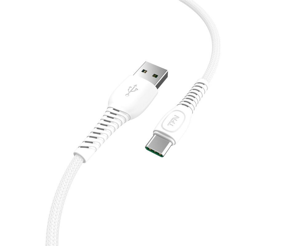 Дата-кабель TFN USB - Type-C, FORZA, в нейлоновой оплетке, 5A, 1 м, белый