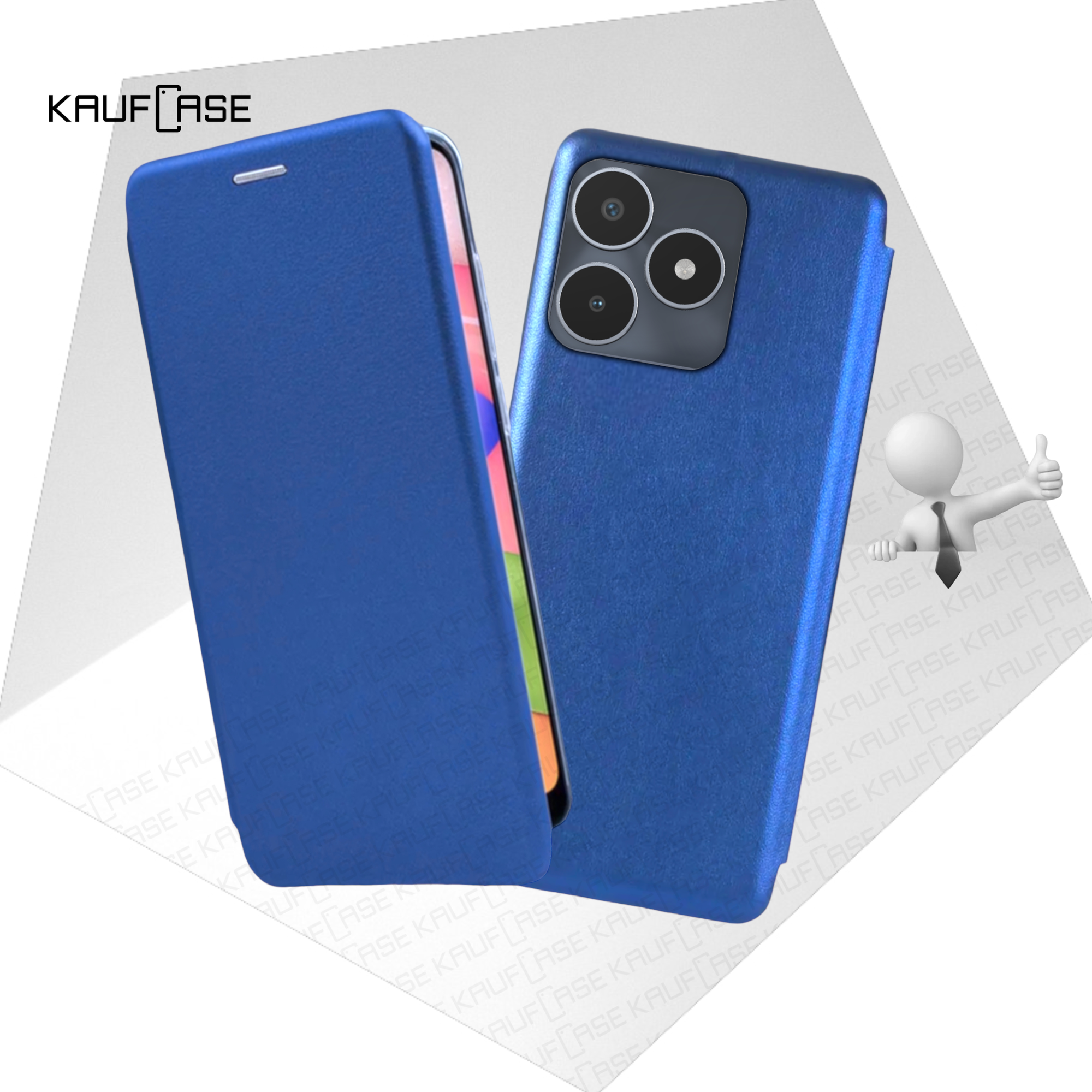 Чехол книжка для телефона Realme Note 50 (6.74"), синий. Текстура под кожу