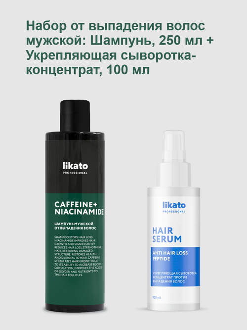 Likato Набор от выпадения волос мужской: Шампунь, 250 мл + Укрепляющая сыворотка- концентрат, 100 мл