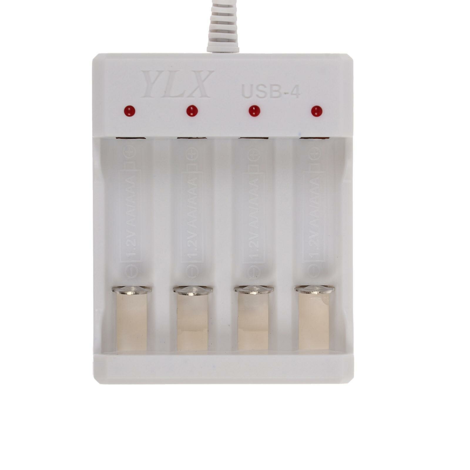 Зарядное устройство LuazON для 4х аккумуляторов АА или ААА UC-24, USB, ток заряда 250 мА, белое — фото 3