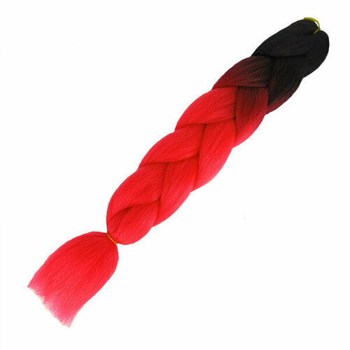 Канекалон коса 60 см, омбре из черного в красно-розовый