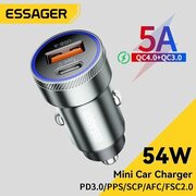 Автомобильное зарядное устройство Essager 54 Вт USB 5А, быстрая зарядка, Quick Charge + PD