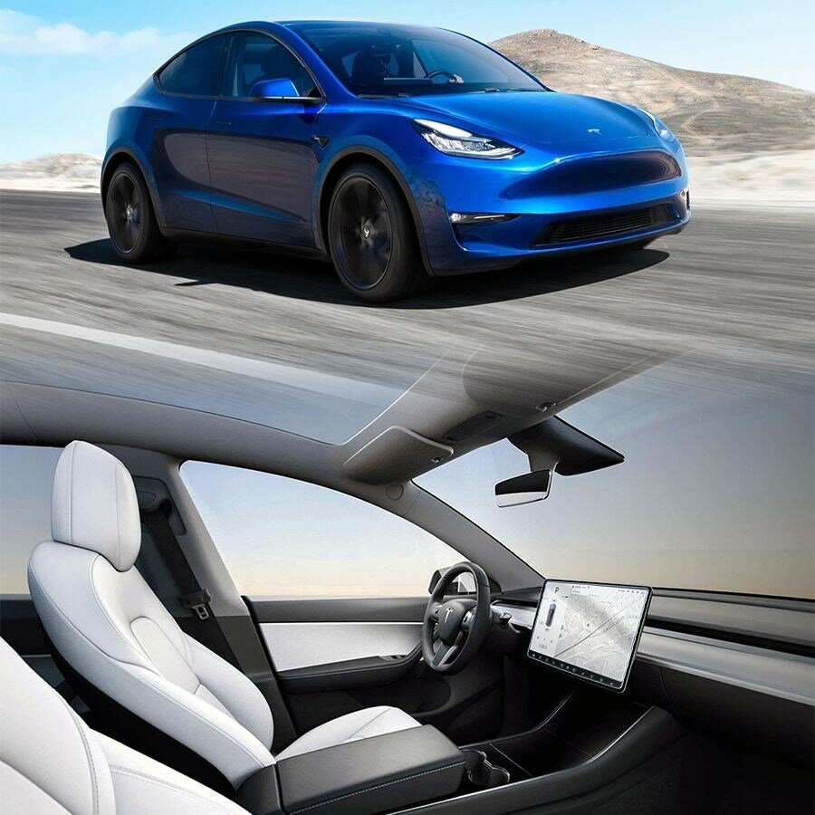 Защитное гибридное стекло Krutoff для экрана мультимедии Tesla Model Y 2020 - н. в