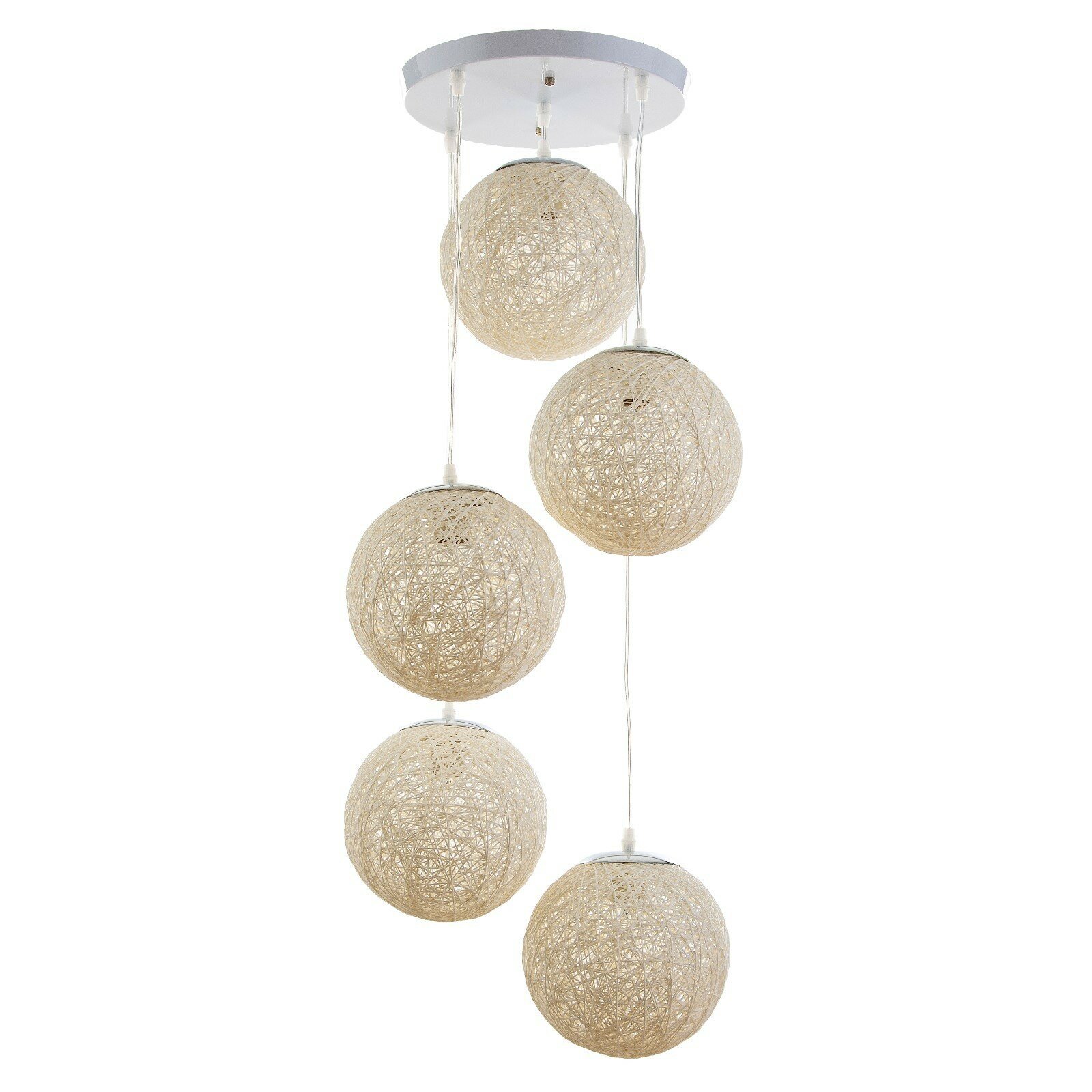 фото Светильник BayerLux "Ротанг" 5хЕ27 40Вт белый 35х35х35-150см