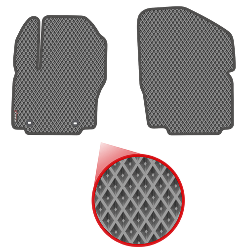 Передние коврики EVA для Ford S-Max I дорестайл (2006-2010), серые с серым кантом, ячейка - ромб