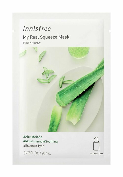Тканевая маска для лица с алоэ Innisfree My Real Squeeze Mask Aloe